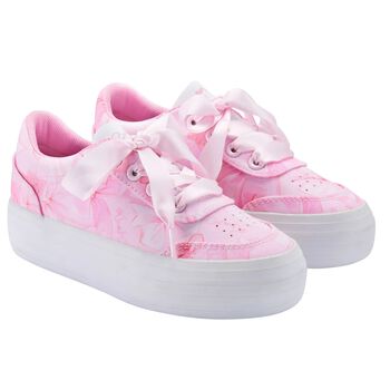 Girls Pink Bow Chunky Trainers