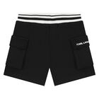 Boys White & Black Ikonik Shorts Set, 1, hi-res