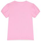 Girls Pink Teddy Bear Logo T-Shirt, 1, hi-res