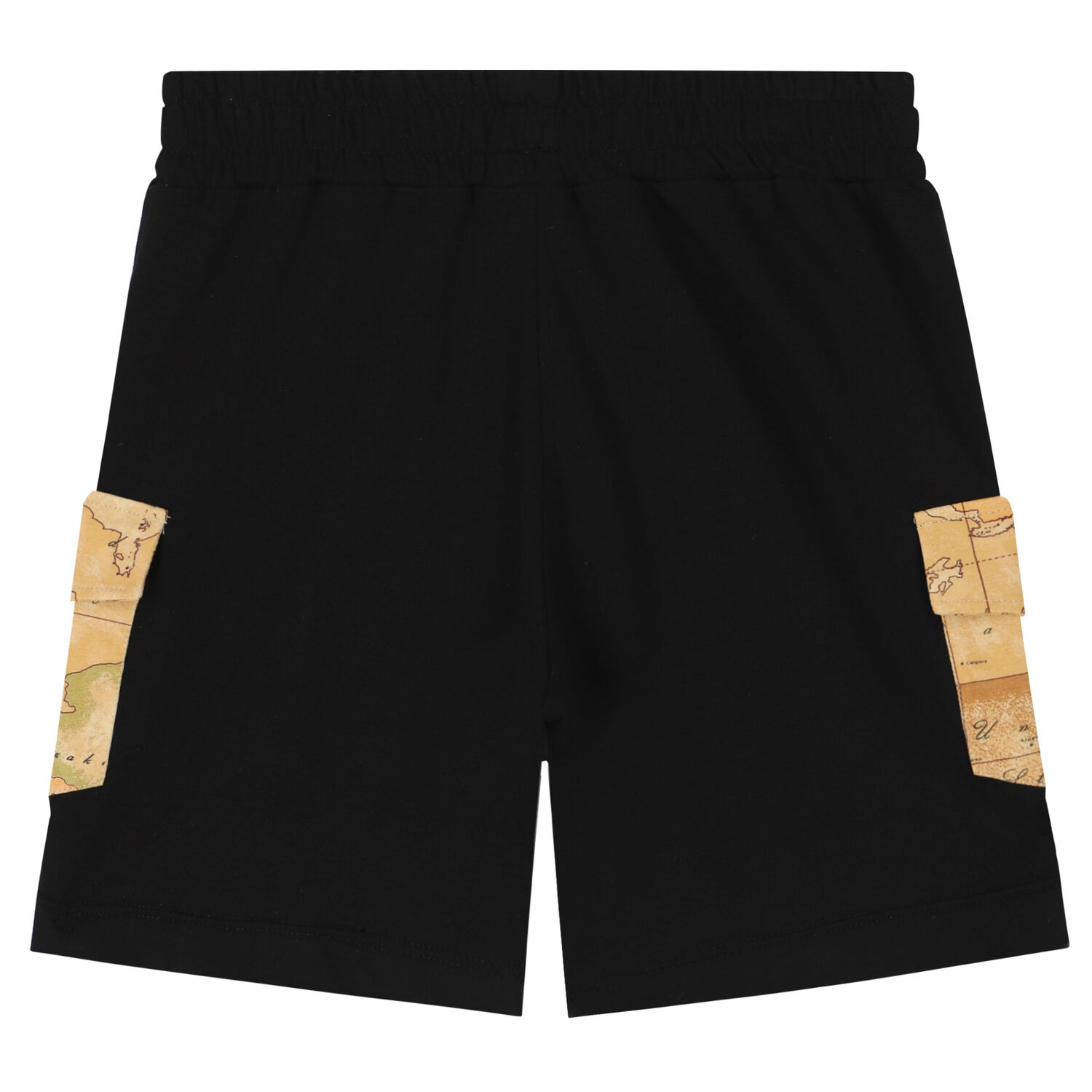Boys Black Geo Map Shorts, 1, hi-res