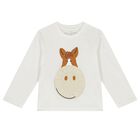 Younger Boys Ivory logo Long Sleeve Top, 1, hi-res