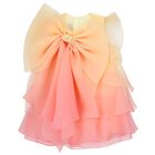 Girls Pink & Yellow Bow Layered Dress, 1, hi-res