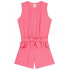 Girls Pink Pleated Playsuit, 1, hi-res