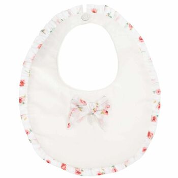 Baby Girls White Floral Bib