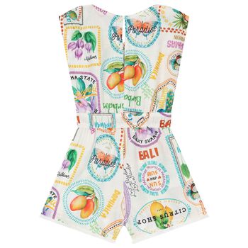Girls Ivory Tassel Playsuit