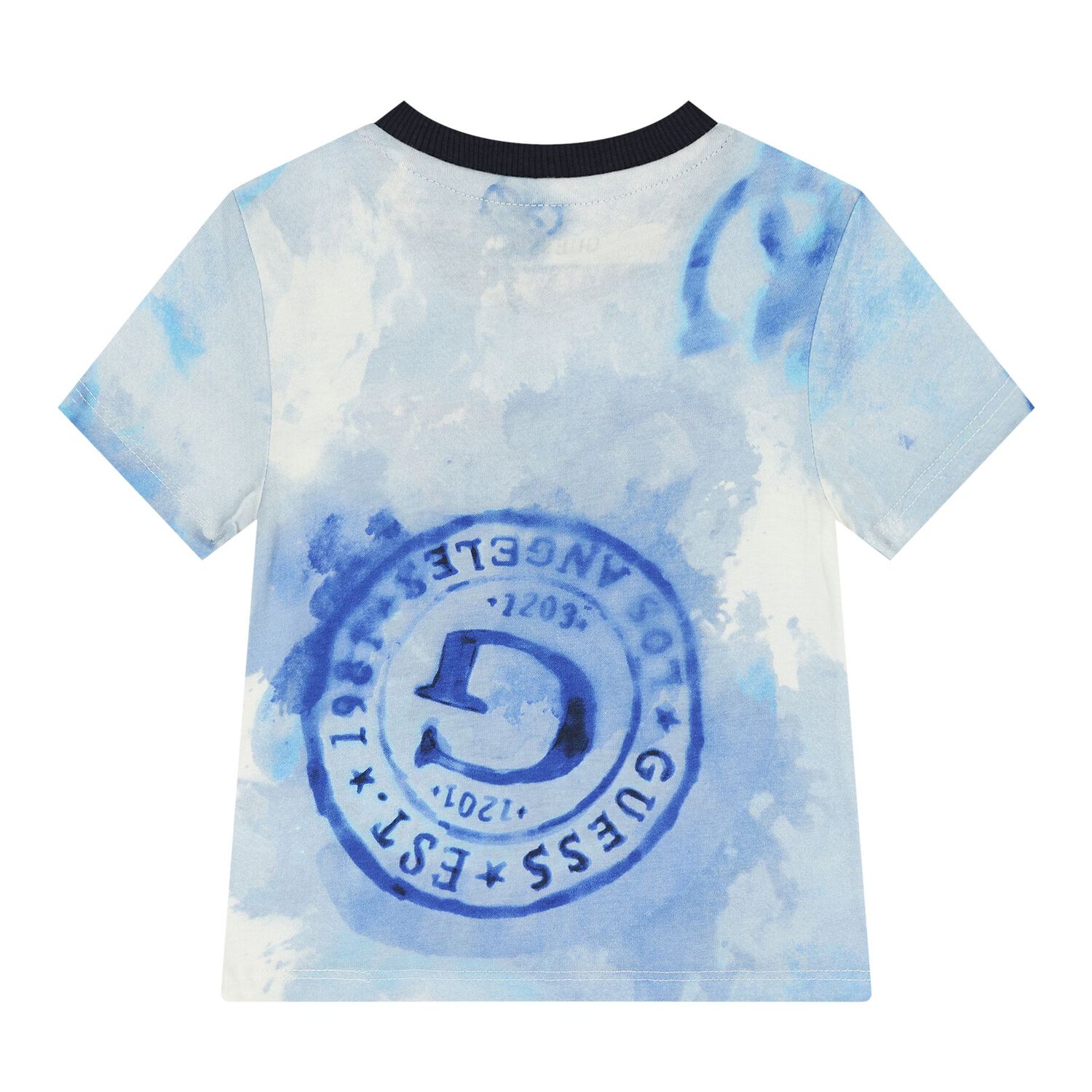 Baby Boys White, Blue & Navy Blue Logo Shorts Set, 1, hi-res