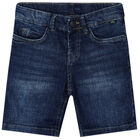 Boys Blue Denim Shorts, 1, hi-res