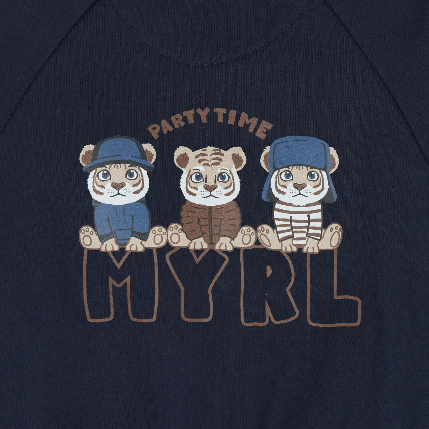 Younger Boys Navy Blue & Beige Tiger Tracksuit Set ( 3 Piece ), 2, hi-res