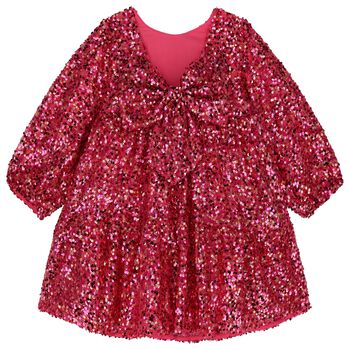 Girls Red Sequin Tulle Dress