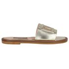 Girls Beige & Gold Logo sandals , 1, hi-res
