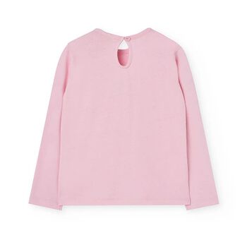 Girls Pink Bow Long Sleeve Top