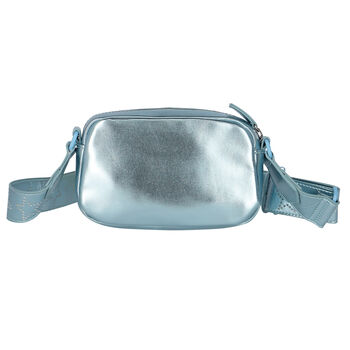 Girls Blue Metallic Faux Leather Bag