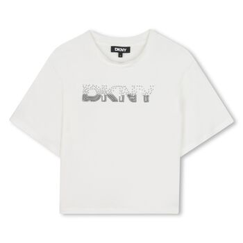DKNY Girls White Logo T-Shirt, 1 Girls White Logo T-Shirt