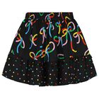 تنورة بنات بطبعة فيونكة باللون الأسود, 1, hi-res