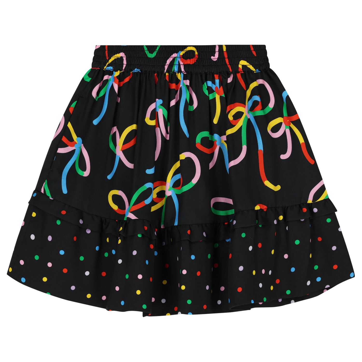 تنورة بنات بطبعة فيونكة باللون الأسود, 1, hi-res image number null