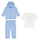 Baby Boys Blue & White Elephant Logo Tracksuit Set, 2, hi-res