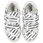 Boys White Logo Trainers, 1, hi-res