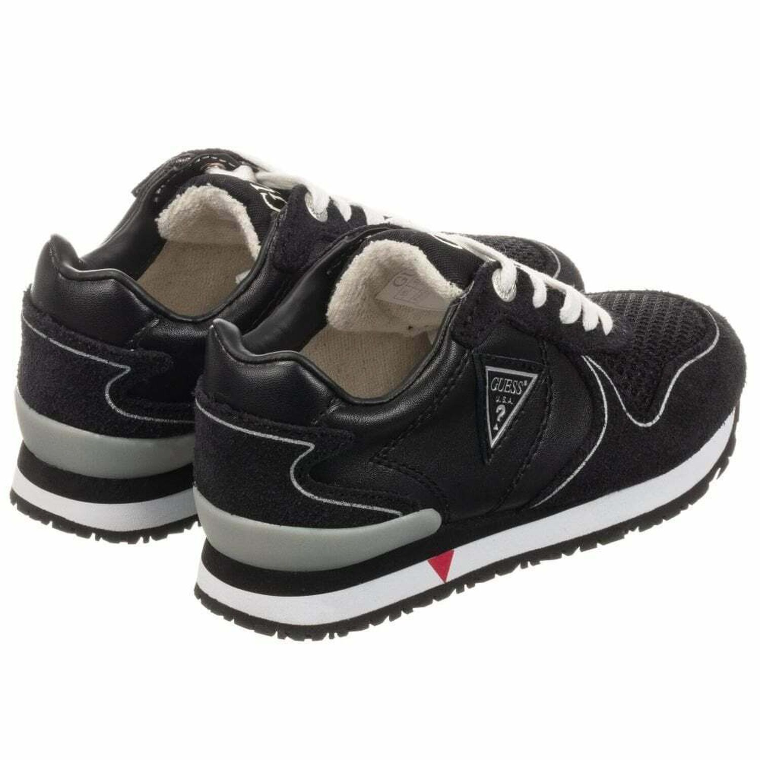 Boys Black Logo Trainers, 1, hi-res