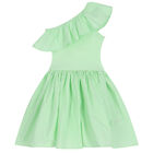 Girls Green Ruffle Dress, 3, hi-res