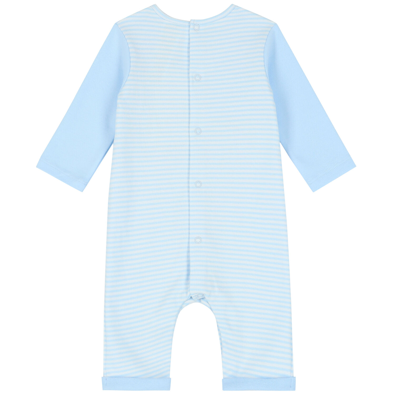Baby Boys Blue & White Striped Romper, 1, hi-res