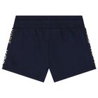 Girls Navy Blue Logo Shorts, 2, hi-res