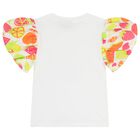 Girls White & Orange Cherry Skirt Set, 1, hi-res