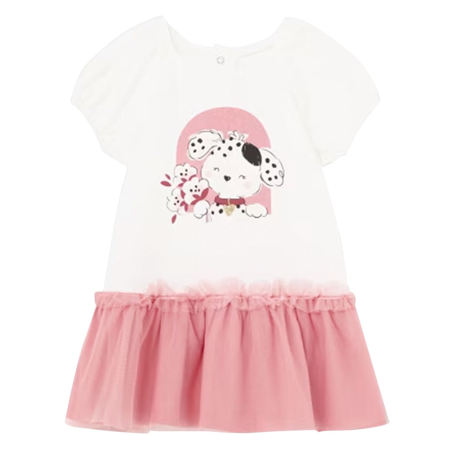 فستان بنات بطبعة الزهور باللون الأبيض والزهري, 2, hi-res