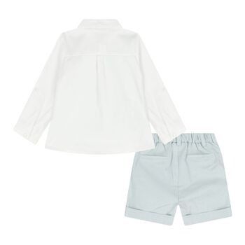طقم شورت أبيض وأزرق للأولاد الرضع