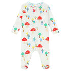 طقم بطبعة المشروم باللون الابيض للبنات (4 قطع), 1, hi-res