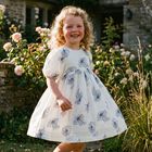 Girls White Floral Dress, 1, hi-res