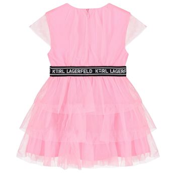 Girls Pink Logo Tulle Dress
