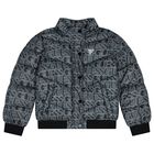 Boys Black & Green Logo Padded Puffer Jacket, 1, hi-res