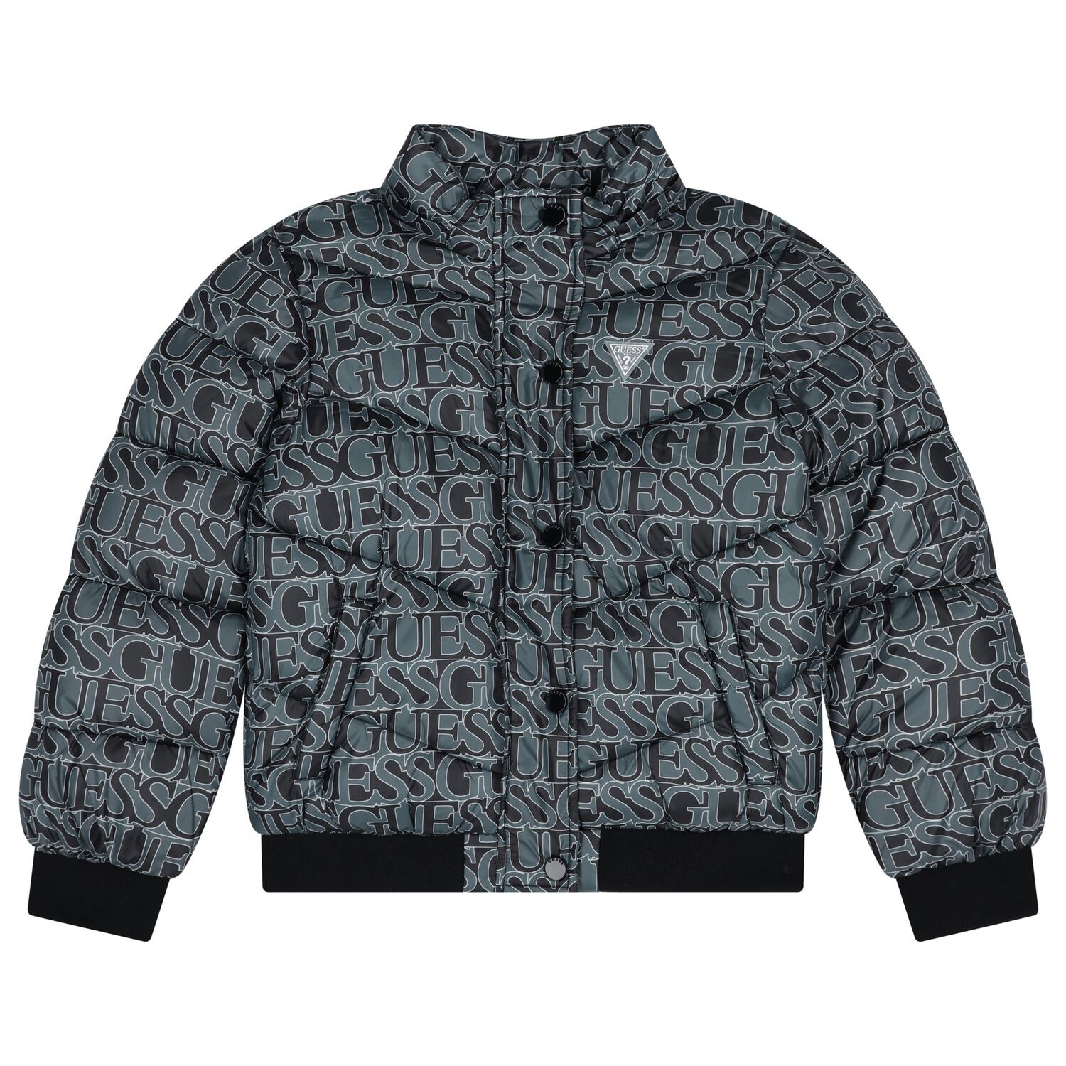 Boys Black & Green Logo Padded Puffer Jacket, 1, hi-res image number null