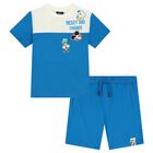 طقم شورت أولاد باللون العاجى والأزرق, 1, hi-res