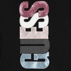 Girls Black Embellished Logo Long Sleeve Top, 3, hi-res