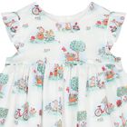 Baby Girls White & Green Rabbit Dress Set, 1, hi-res