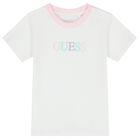 تيشيرت بالشعار باللون الابيض للبنات, 2, hi-res