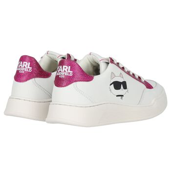 Girls White Logo Trainers