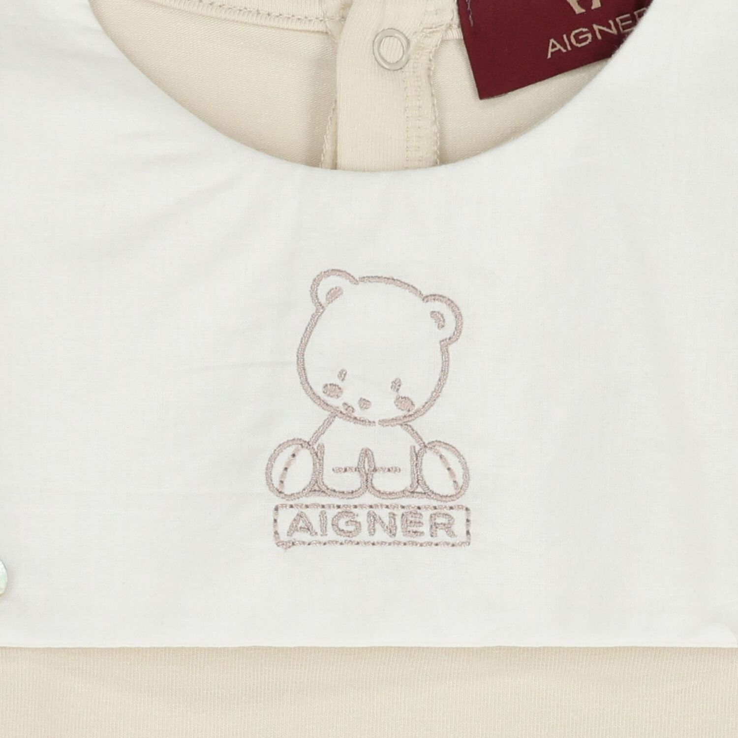 Beige & White Teddy Bear Babygrow , 1, hi-res