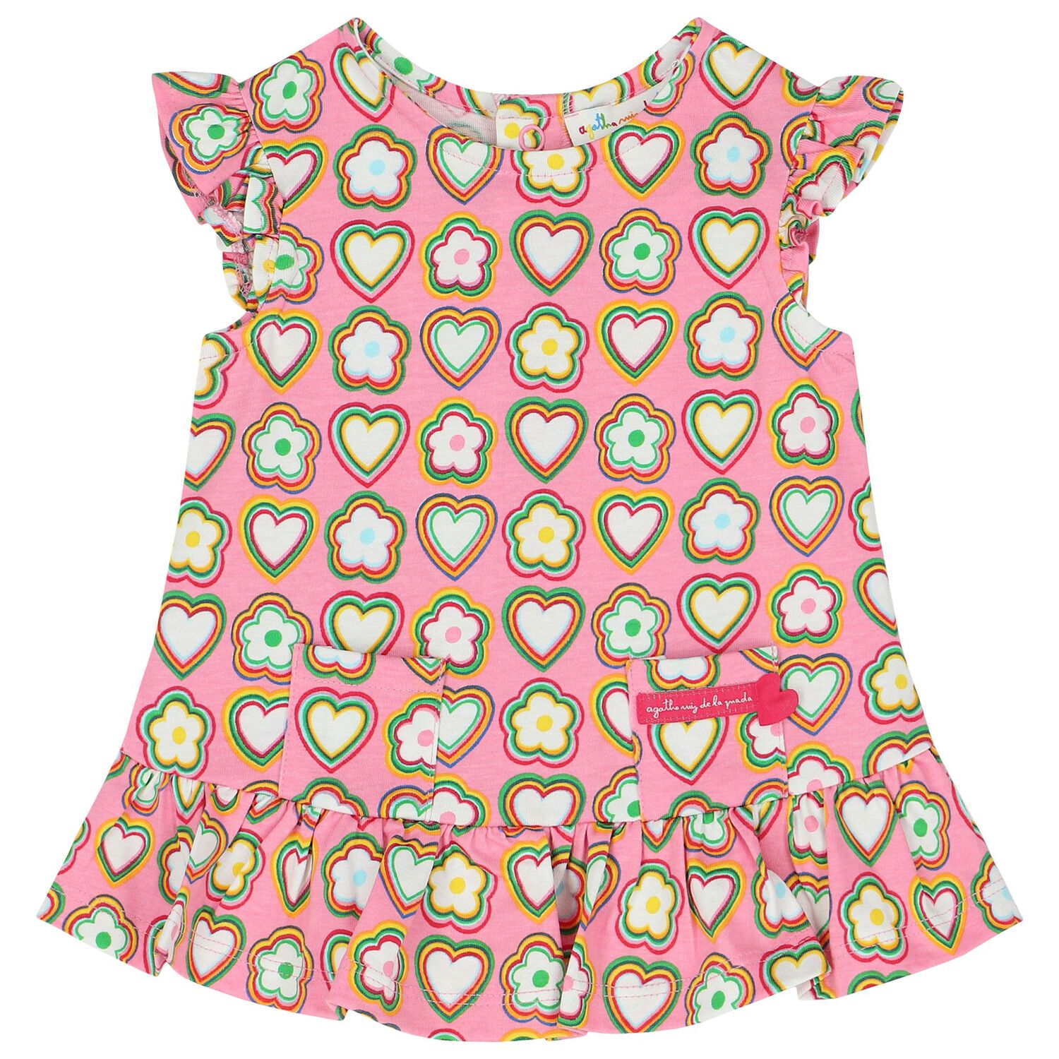 Girls Pink Flowers Dress Set, 1, hi-res