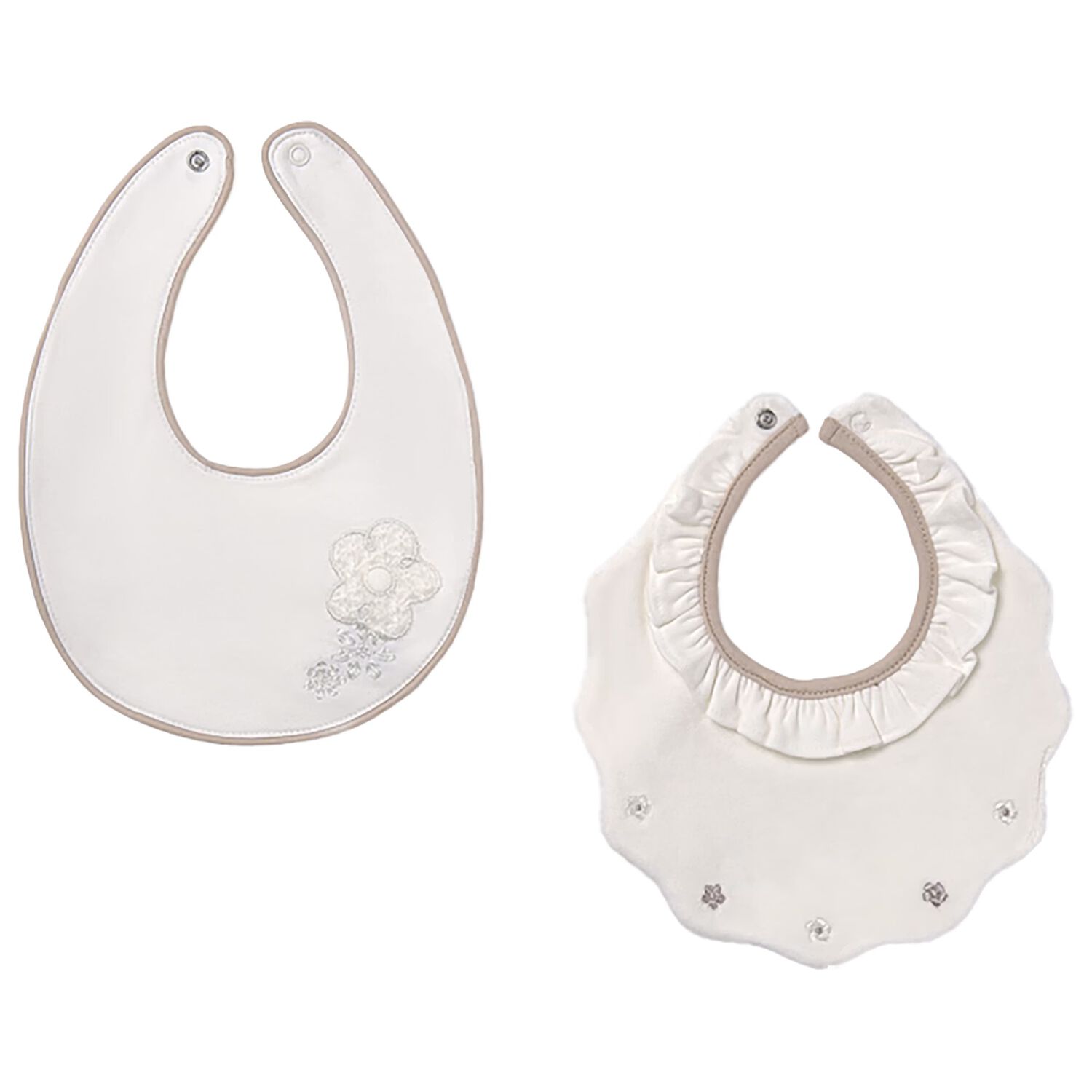 Baby Girls Ivory & Beige Bibs ( 2-Pack ) , 2, hi-res image number null