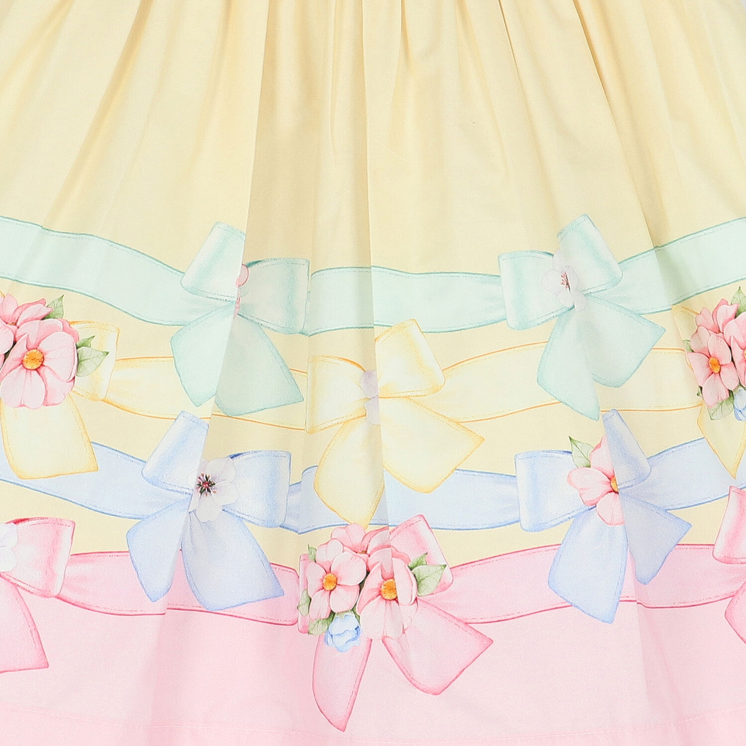 Girls Yellow Floral & Bow Dress, 1, hi-res image number null