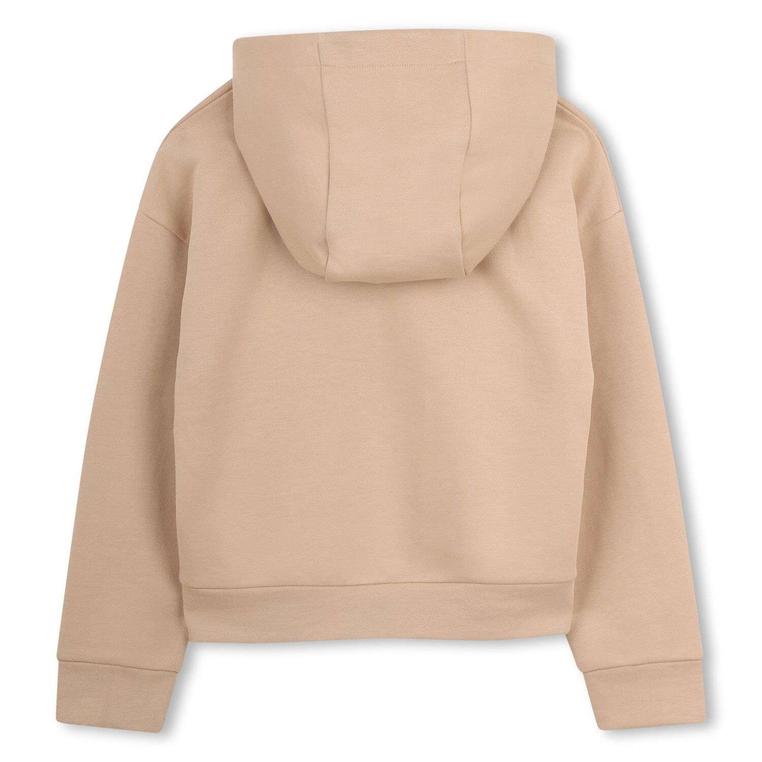 Girls Mini Me Beige Logo Hooded Zip Up Top, 1, hi-res