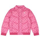 Girls Pink Logo Padded Puffer Jacket, 1, hi-res