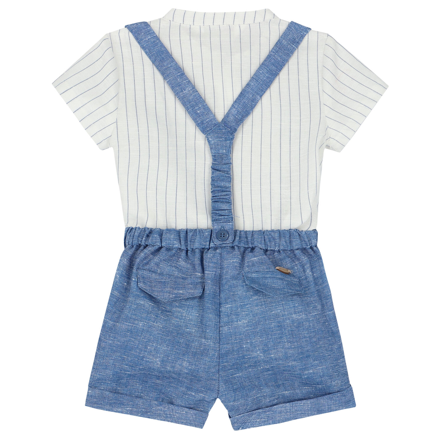 Baby Boys White & Blue Shorts Set, 1, hi-res
