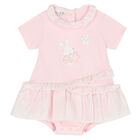 Baby Girls Pink Bunny Romper, 1, hi-res