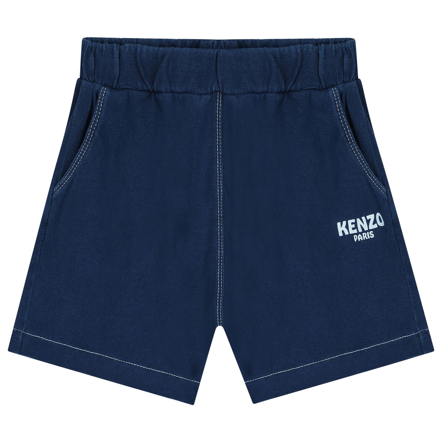 Boys Navy Blue Logo Shorts, 1, hi-res