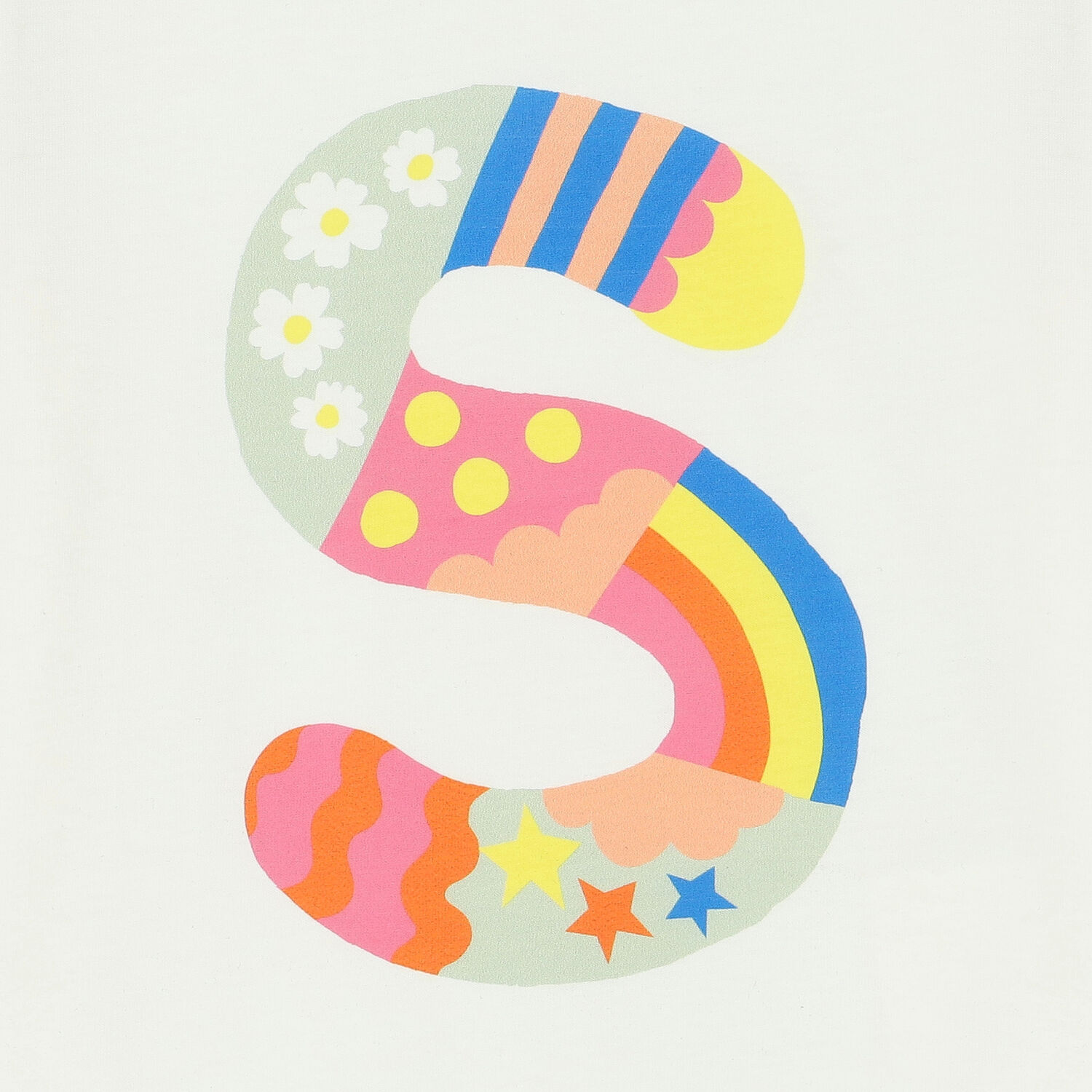 تيشيرت بالشعار باللون العاجي للبنات, 1, hi-res