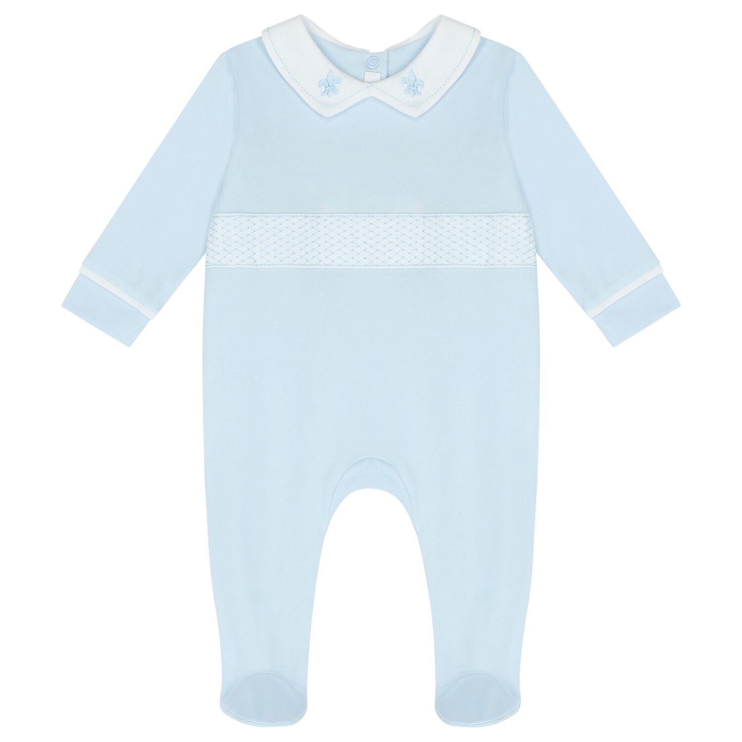 Baby Boys Embroidered Blue Babygrow, 1, hi-res image number null
