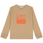 Boys Beige Logo Sweatshirt, 2, hi-res